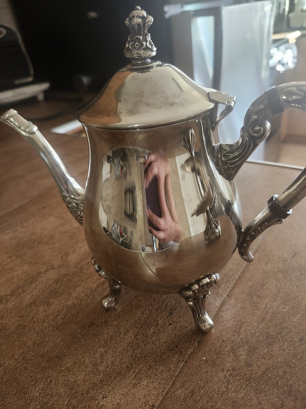 Vintage Silver-Tone Decorative Teapot